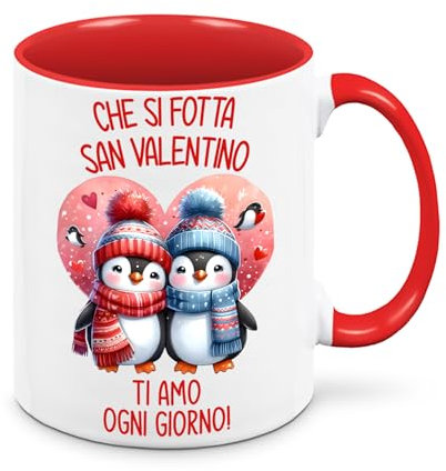 Mr. Gadgets Tazza San Valentino -Che si fotta San Valentino - Tazza/Mug Idea Regalo Originale di Compleanno/Tazza con Frase e Disegno Divertente (Pinguino)