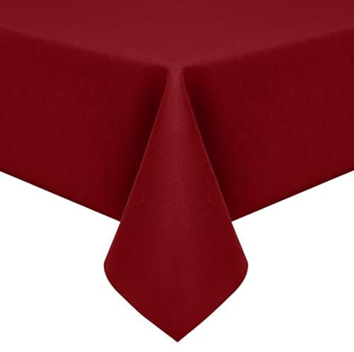 Homaxy Linen Table Cloth Wipe Clean 140x180 cm, Wipeable Water Resistant Rectangular Tablecloth, Fabric Washable Dining Table Cover for Kitchen Indoor Outdoor, Wine Red