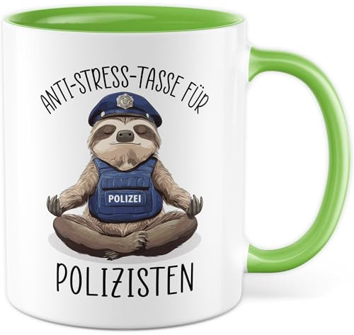 Polizei Tasse mit Spruch – Geschenk Anti-Stress-Tasse für Polizisten – Kaffeetasse 330ml aus Keramik – Beamter, Stress, Büro, Geschenkidee – Kaffee-Becher