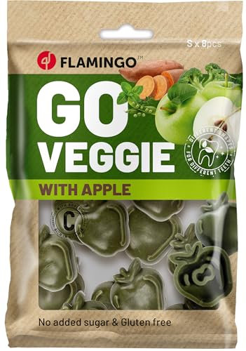 Flamingo Leckerli Hund – Veggie Apfel Grün – 120g – glutenfrei – kalorienarm – Zahnpflege Snack