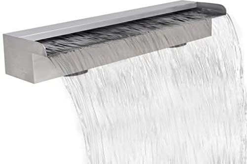Home & Garden - Fontana rettangolare a cascata per piscina, in acciaio INOX, 60 cm