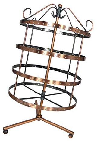 SKKWJEGE Orecchini rotanti in metallo a 4 livelli Espositore Portagioie Rack Rame