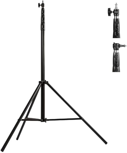 BOLLUMA 4m Langes Federgedämpftes Lichtstativ, Robustes, Verstellbares Fotostativ mit Umkehrbarem 1/4-Zoll- und 3/8-Zoll-Zapfen, Maximale Tragkraft 15 kg, Stahl, Robust, für Videoaufnahmen