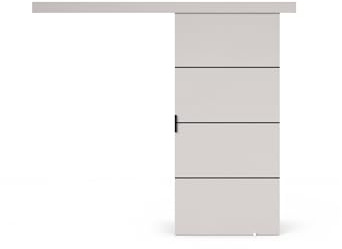 VIKK - Schiebetür Komplettset mit Tür - Schiebetüren - H 205cm, B 76cm - für Nischen, Flur, Abstellraum, Garderobe - Einseitig Bedienbar, Robustes Rollensystem - Modell: Bund - Schwarz
