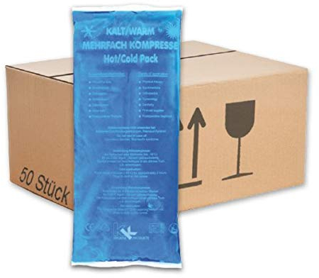 KK Kalt-Warm Kompresse 12 × 29 cm – 50er-Pack Wiederverwendbare Therapie-Kompressen für Kälte- & Wärmeanwendungen bei Prellungen, Verstauchungen, Gelenk- & Zahnschmerzen, Rücken, Schulter