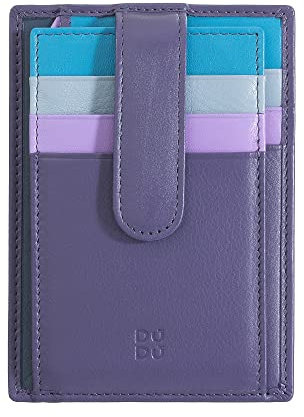 DUDU Porta Carte di Credito in Pelle Multicolore Sottile Slim Uomo Donna con 9 Slot e Chiusura di Sicurezza Mauve