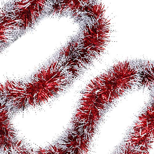 Ghirlanda Natalizia per Albero di Natale (3pz) 2m (193cm ca) Ghirlanda Albero per Decorazioni Albero Rosse - Festone per Albero di Natale, Addobbi Natalizi per Albero Rosso e Decorazioni Natalizie