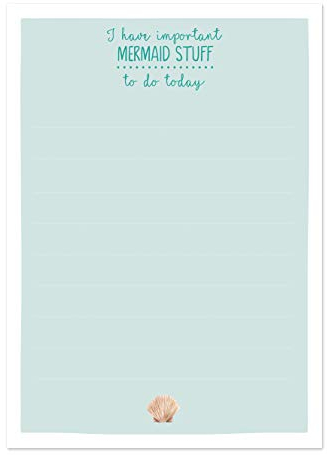 Him & I® - Notizblock Mermaid Stuff - DIN A6 | 50 Blatt - Merkliste - To Do Liste - Merkzettel Block - Einkaufsliste - Tagesplaner - Wochenplaner - Rückruf Notiz - liebevoll gestalteter Notizblock