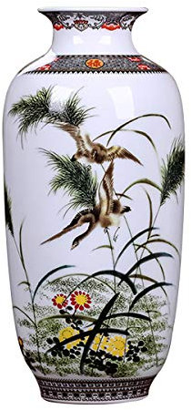 LKXHarleya Vase en Porcelaine Peinte ColoréE CéRamique Jingdezhen Traditonal Fleurs Chinoises Vase Vase en CéRamique Chinoise, Grue