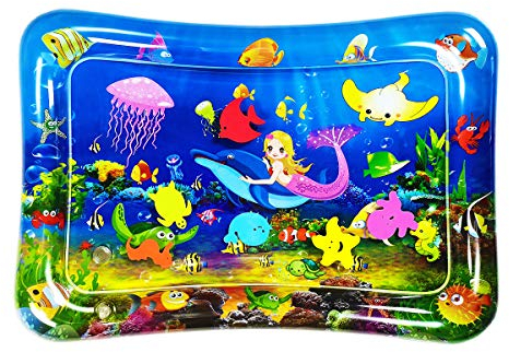 Tapis d'eau Gonflable pour Bébé Tapis de Jeu en PVC Imperméable Centre d'Activité Amusante Doux et Confortable (Sirène)