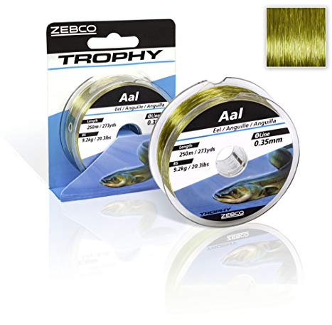 Zebco Qualitäts Trophy Aal monofile Angelschnur Angel Zubehör Aalschnur, Camou-hell, 0,25 mm / 5Kg