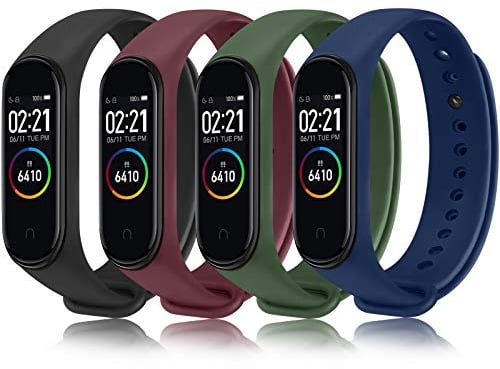 Funeng 4-Stück Kompatibel für Xiaomi Mi Band 4 Armband/Mi Band 3 Armband, Weiches Silikon Ersatzarmband Kompatibel mit Xiaomi Mi Band 3/4 (4 Stück-A)