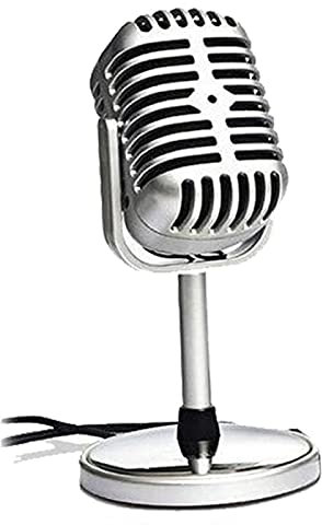 Retro microphone Vintage Style Microphone Wired Classic Retro Condenser Microphone with Stand Professional KTV Compatible with any laptop and desktop with microp