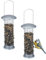 Relaxdays Vogelfutterspender 2er Set, für Erdnüsse, Mehlwürmer, zum Aufhängen, Vogelfuttterstation HxD: 33x10 cm, Silber