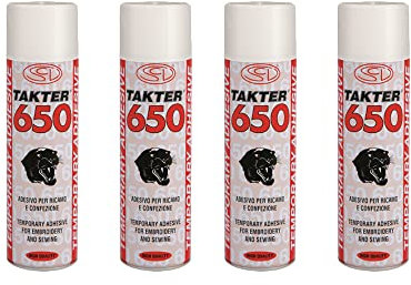 ECOSTURA Pack de 4 Takter 650 - Spray Textil Fijador Adhesivo para todo tipo de Telas y Tejidos, 500ml, 4 unidades