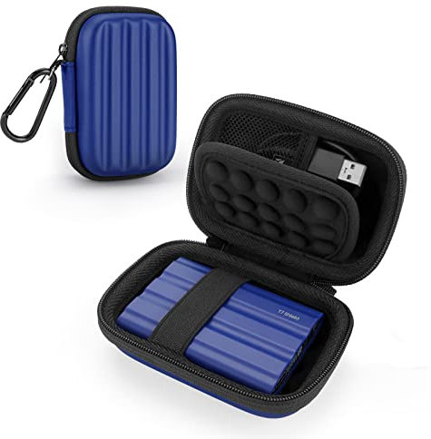 Yinke Carrying Case Compatible with Samsung T7 Shield/T7/T7 Touch Portable SSD USB 3.2 1TB, 2TB, 500GB, Hard EVA Portable Travel Storage Protective Cover (Blue)