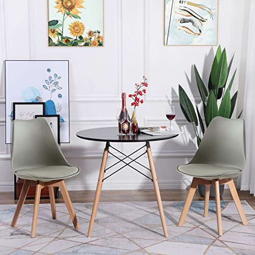 H.J WeDoo Tisch und Stühle Set, Essgruppe Schwarz Tisch mit 2 Grauer Stühlen für Esszimmer Küche Wohnzimmer