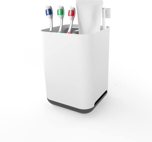 MoniDecor Vaso Cepillo de Dientes Baño Porta Cepillo de Dientes Soporte Cepillo de Dientes Vaso para Cepillo de Dientes,Practico con 3 Compartimentos Desmontable con Fondo Antideslizante…