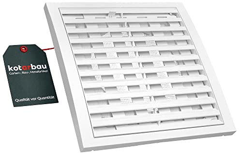 KOTARBAU® Lüftungsgitter 200 x 200 mm Rund Ø125 mm Verschließbar Abluftgitter Kunststoff mit Insektenschutz Abschlussgitter Rechteckig Weiß Lamellengitter Abluft Zuluft Gitter Ventilator