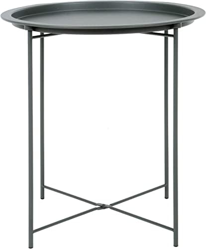 Trendi® Round/Metal Folding/Side Table Tray Top Light/Portable/Coffee/Night Stand Living Room Home Furniture