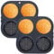 2Pcs Silicone Hamburger Bun Mold 4 Cavities Non-Stick Egg Muffin Baking Pan Flexible Burger Bread Tray Easy to Release Burger Bun Maker for Kichen Baking Cake Pie Custard