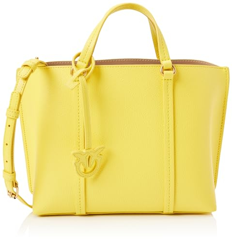 Pinko Damen Carrie Shopper Classic Bottalata Leder Tasche, H85q_gelb Sole-antik alt