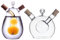 BEIJIALY 2pcs 2 en 1 Distributeur de Vinaigre D'huile D'olive, Bouteilles de Vinaigre et D'huile en Verre Transparent avec Bouchons en Liège, Double Bec Verseur Distributeur D'huile(Transparent)