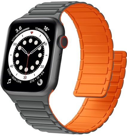 CeMiKa Magnetische Band kompatibel mit Apple Watch Armband 45mm 46mm 49mm 44mm 42mm, Starke Silikon Magnetische Sport Loop Ersatzbänder für iWatch Ultra 2/Ultra Series 10 9 8 7 SE 6 5 4 3 2 1