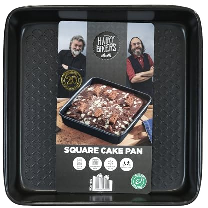 Hairy Bikers Bakeware, 24cm Square Cake Tin, Non-Stick Coating, PFOA Free, Oven & Freezer Safe, Dishwasher Safe, Black