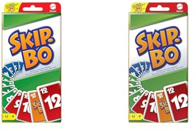 Mattel Games 5237 - Skip-BO Kartenspiel und Familienspiel geeignet für 2-6 Spieler, Spiel ab 7 Jahren (Packung mit 2)