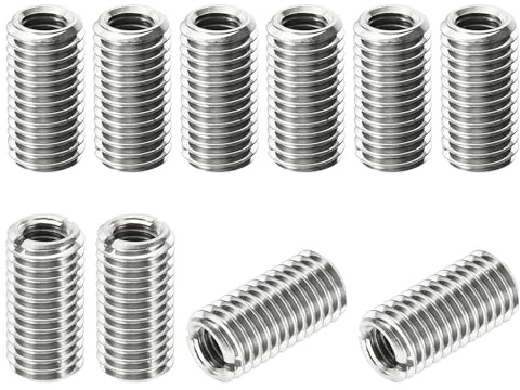 PATIKIL Filettatura Adattatori Manicotto Riduzione Dado 10pz M12x1,75 Maschio a M8x1,25 Femmina Riparazione Inserto Dado Vite Riduttore Inox Acciaio Fissaggio 24mm