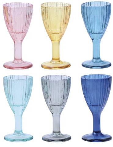 BRANDANI Plissè Set 6 Pezzi Calice Shot Liquorino 50ml Vetro Colorati