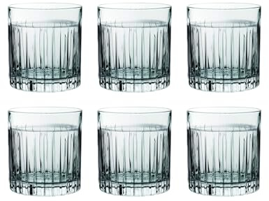 Avilia Set 6 Bicchieri Liquori in Cristallo 90cl, Resistenti, con Taglio Lineare - Ideali per Whisky, Grappa, Amaro, 8.3x8.6cm