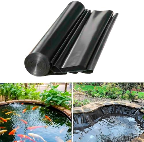 HLTQL Teichfolie 2x2m 2x3m 3x3m 4x4m 5x5m 8x10m,Baufolie Schwarz,Stärke 0,2 Mm,Baufolie Extra Stark Uv Beständig Wasserdicht,Teichfolien Gartenteich Teichplane,für Wassergarten(10x13m/33x42.5ft)