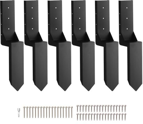 VEVOR Reparaturset für Zaunpfostenanker 6er-Pack Innendurchmesser 8,9 x 8,9 cm Stützpfosten aus Stahl für Zaunpfosten Anker-Erdspieß zur Reparatur von geneigten gebrochenen Holzzaunpfosten Umhüllung
