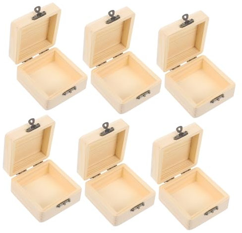 SEWOART 6 Stück Mini Schmuckkästchen Aus Holz Diy Aufbewahrungsbox Für Schmuck Und Kleine Gegenstände Handgefertigte Holzschatulle Für Zuhause Und Bastelprojekte