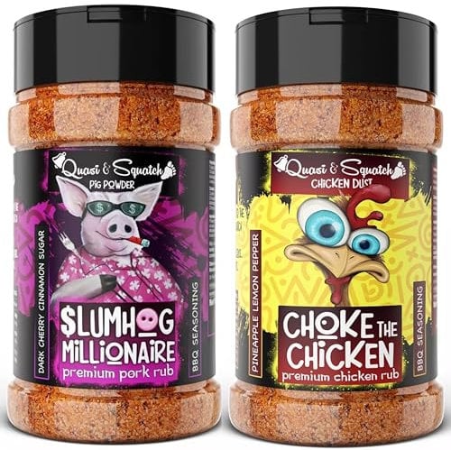 BBQ Rub TWIN PACK by Quasi & Squatch - SlumHog Millionaire (Pork Rub) & Chicken Choker (Chicken Rub) X2 | BBQ Seasoning - Two Large Bottles for Barbecue = 440g