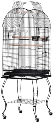 Vogelkäfig Vogelvoliere Vogelkäfig Aus Metall Mit Ständer Und Rädern, Großer Käfig Mit Herausnehmbarem Tablett, 4 Türen Und 2 Futterspendern Für Ara-Papageien Vogelbauer Vogelhaus