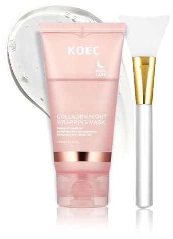 Shefave Collagen Night Wrapping Mask, Collagen Mask Peel Off Maske Gesicht, Elastizität und Feuchtigkeit, Overnight Maske Gesicht Masken Reduziert Erschlaffung & Mattheit, Korean Face Mask (S-1pcs)