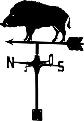 Girouette de toit en sanglier avec indicateur de direction du vent - Support en métal - Pour toit, jardin, maison, jardin, abris de jardin, clôture, pergola