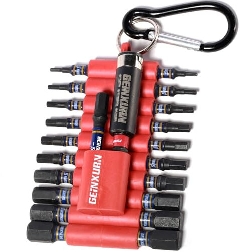 Geinxurn Impact Hex Screwdriver Bits Set,22 Pieces Magnetic SAE S2 Steel Multi Driver Bit Tips with Bit Holder and Storage Organizer