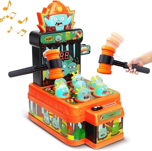 OKKIDY Baby Whack Spiel für 3 4 5 6+ Jahre Kinder Mini-Münzen-Arcade-Spielautomat mit Zwei Hämmern Musik Spielzeug Interaktives pädagogisches Entwicklungsspiel für Kleinkinder, Mädchen und Jungen