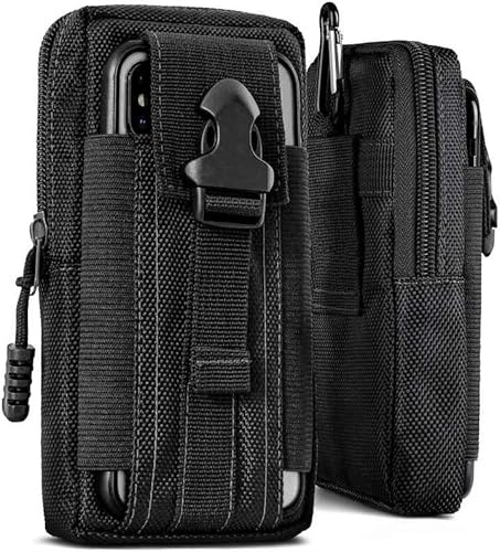 ONEFLOW Survival Case für Honor Magic V2 Handy Gürteltasche aus Nylon mit Karabiner, Taktische EDC Tasche mit Gürtel Halterung, Etui Handyhülle Outdoor Handytasche, Schwarz