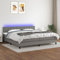 KOIECETA Boxspringbett mit Matratze LED Doppelbett Polsterbett Bett Bettrahmen Bettgestell Lattenrost Schlafzimmerbett Hotelbett Dunkelgrau 200x200 cm Stoff