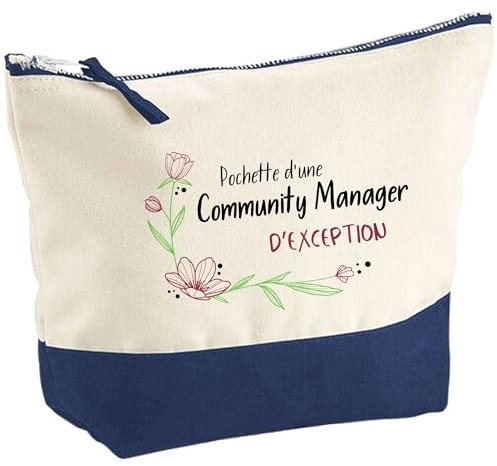 Pochette d'une Community Manager d'exception | Idée Cadeau pour Collègue Travail Retraite Trousse Grand Format Maquillage Toilette