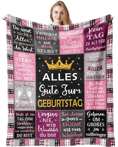 Jinmaple Geburtstagsgeschenk für Frauen, Geburtstagsgeschenk für Mädchen, Schwester, Freundin, Tochter, Mama, Oma, Lustiges Geschenke für Frauen Geburtstag, Alles Gute Zum Geburtstag Decke 200x150CM