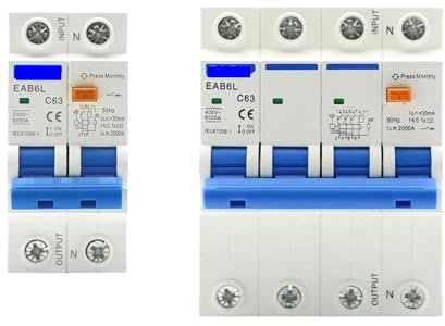 Disjoncteur,Disjoncteur 20a Protecteur de fuite MCB AC230V, Protection contre les surcharges et les courts-circuits RCBO 2P 4P 30mA, disjoncteur de courant résiduel, interrupteur RCCB RCD(2P,10A)