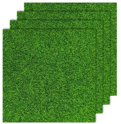 4 Stück Kunstrasen Miniaturgarten, 15x15cm Kunstrasen zum Basteln, Kunstrasen Wichtel, Miniatur Rasen Dekoration, Miniaturgarten Rasen, Kunstrasen Klein zum Basteln, für DIY, Miniatur Garten Deko