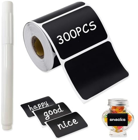 300 Pcs Etiketten Selbstklebend, Aufkleber zum Beschriften, Klebeetiketten zum Beschriften, wasserdichte Etiketten selbstklebend mit Stift, für Gewürzgläser, Marmelade usw, 5.5x3.5cm (Rechteckig)