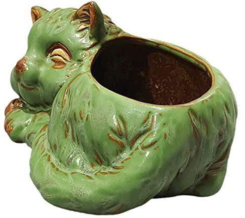 Kisangel Pot de Fleurs en Céramique Forme Chat Mignon pour Plantes Succulentes Léger Décoration Intérieure Maison